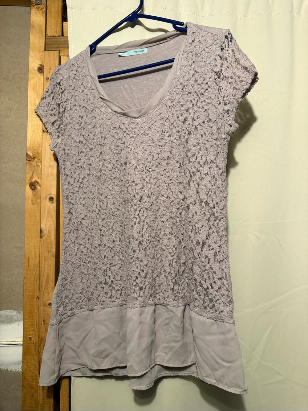 Maurices Lavender Lace Layered Short Sleeve Tunic